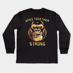 Apes Together Strong Gme Amc Ape Gorilla To the moon Kids Long Sleeve T-Shirt